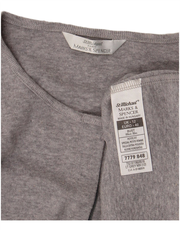 Marks & Spencer Dame Cardigan Sweater UK 12 Medium Grey Bomuld