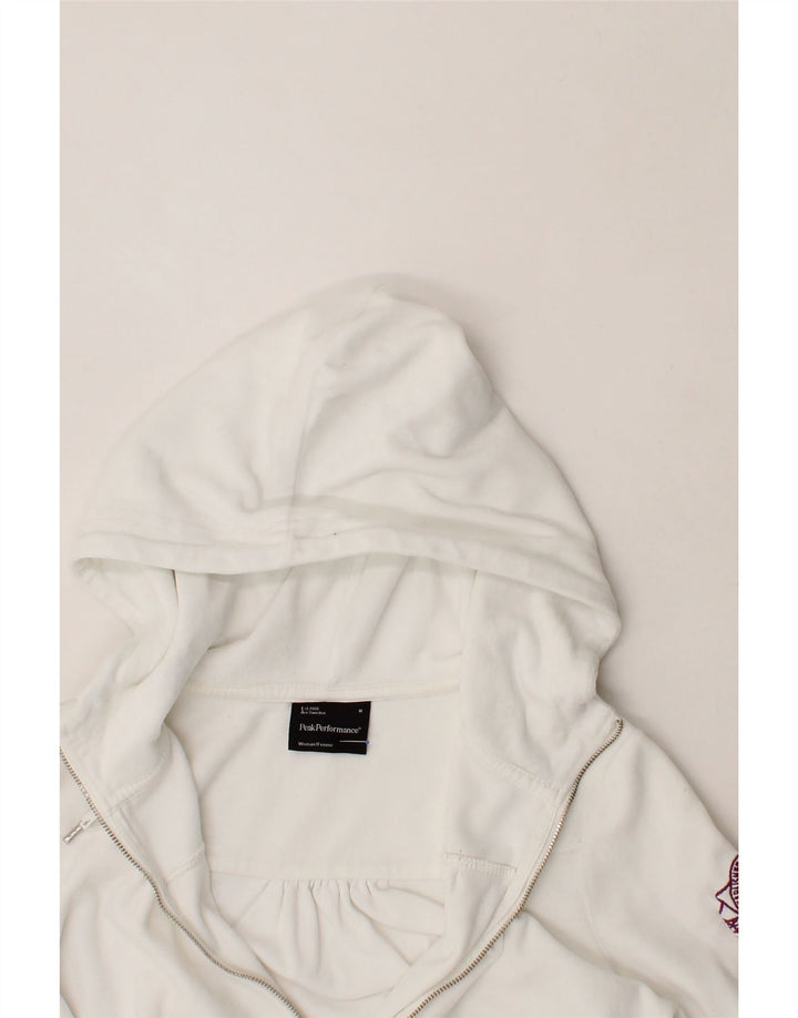 PEAK PERFORMANCE Womens Zip Hoodie Sweater UK 14 Medium White Cotton Vintage Peak Performance and Second-Hand Peak Performance from Messina Hembry 