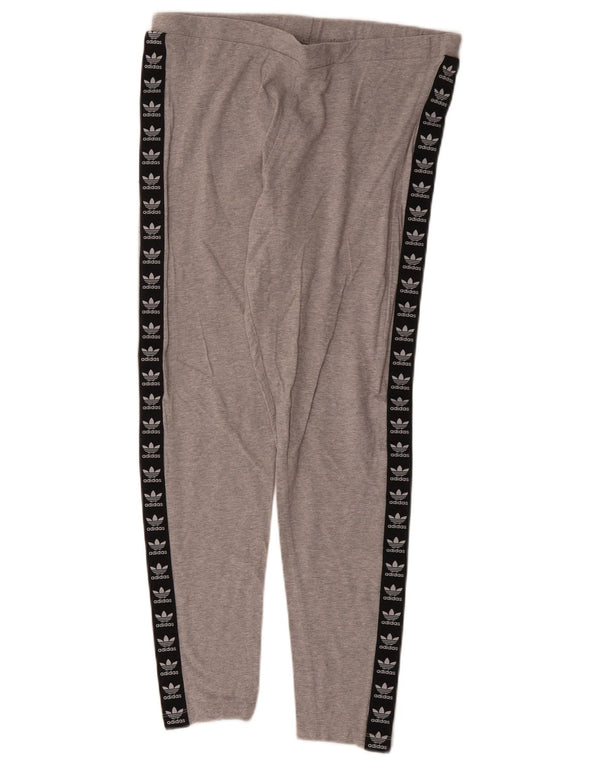 Adidas Dame Grafiske Leggings UK 16 Large Grå Colourblock Bomuld