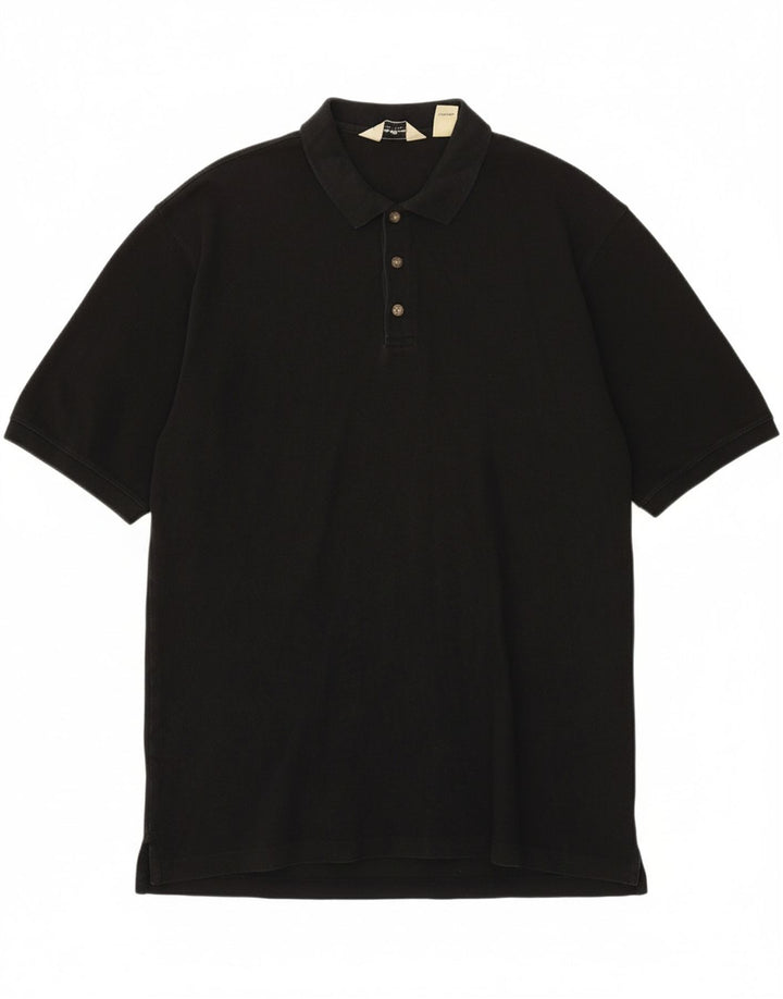 EDDIE BAUER Mens Polo Shirt Large Black Cotton Vintage Eddie Bauer and Second-Hand Eddie Bauer from Messina Hembry 