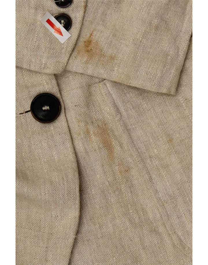 Zara Dame Dobbeltradet Blazer Jacket UK 14 Medium Beige Linen