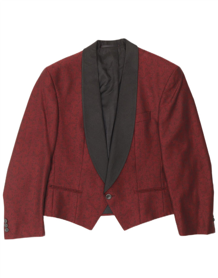 TREVIRA blazerjakke til mænd med 1 knap UK 38 Medium Rød Floral Classic