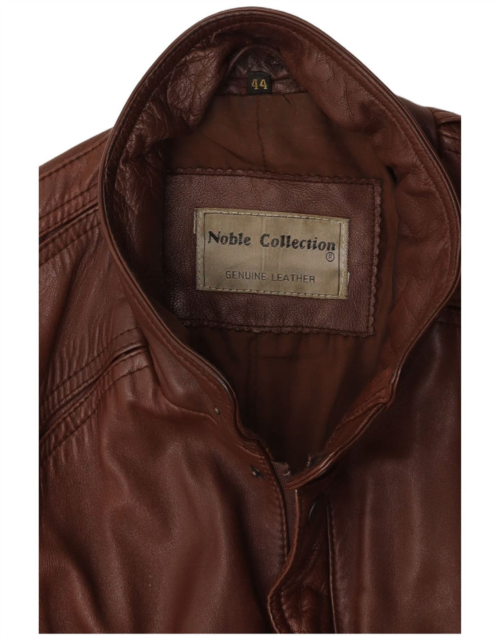 NOBLE Herre Loose Fit Læderjakke EU 44 XS Brunt Læder