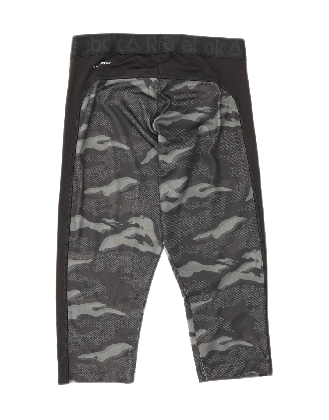 Reebok Womens Grafiske Capri Leggings UK 18 XL Grå Camouflage Polyester