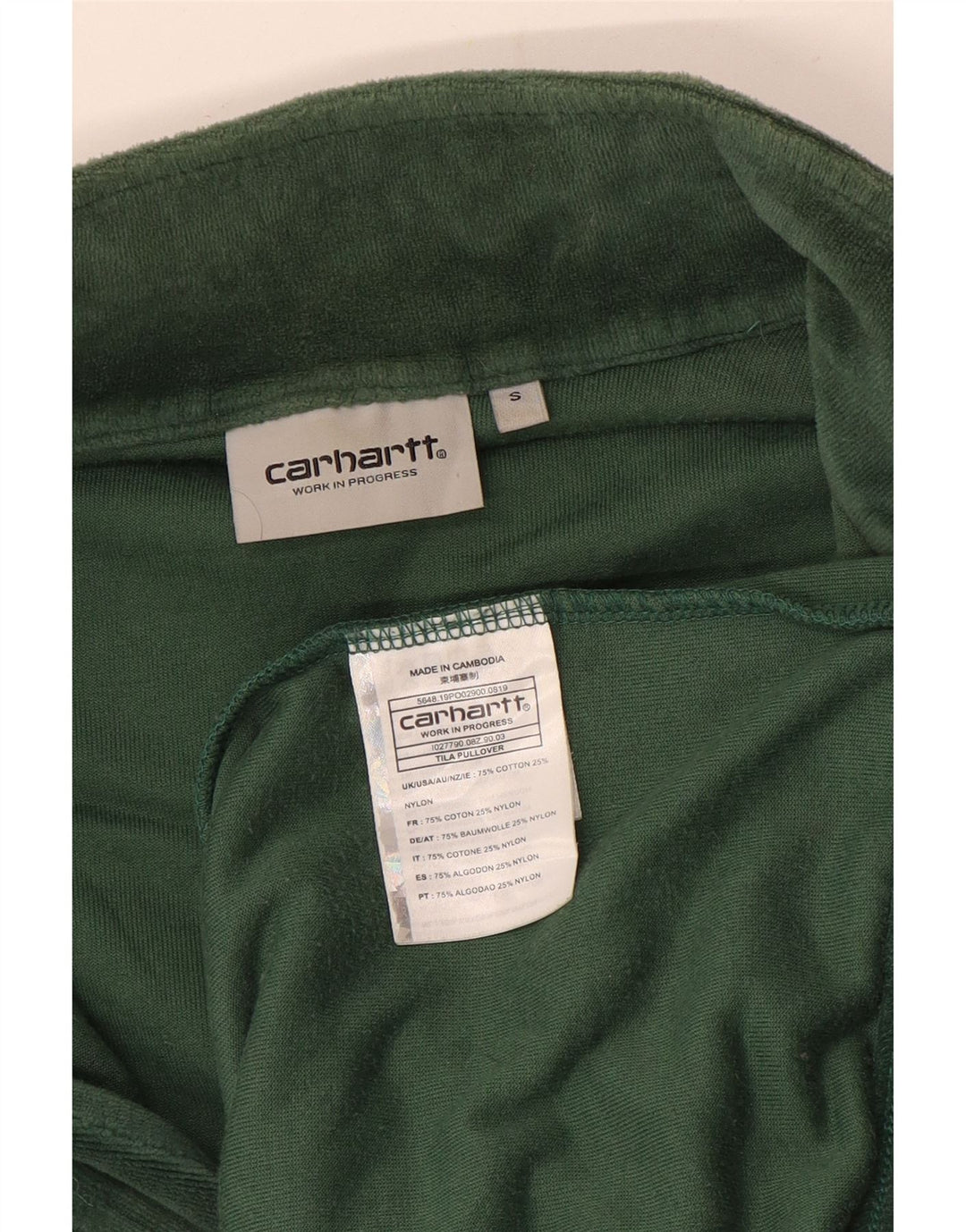 Carhartt Sweatshirt med lynlås til mænd, lille grøn bomuld