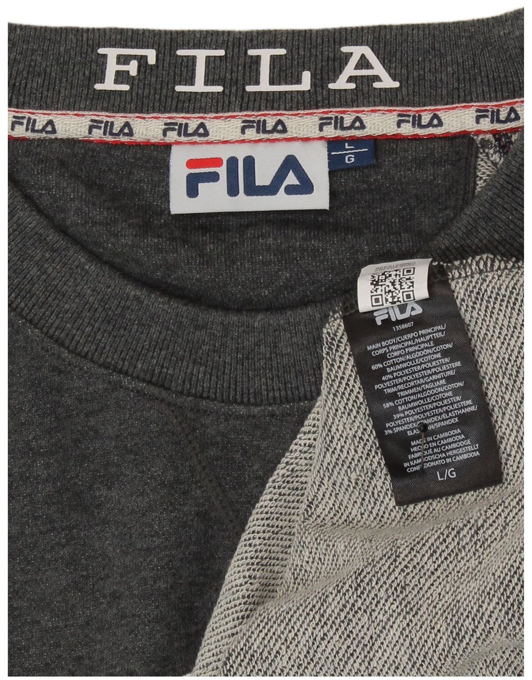 Fila Herre Grafisk Sweatshirt Jumper Stor Grå Bomuld
