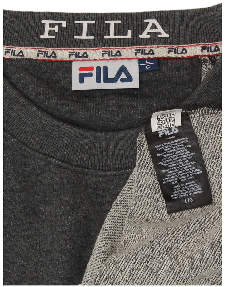 Fila Herre Grafisk Sweatshirt Jumper Stor Grå Bomuld