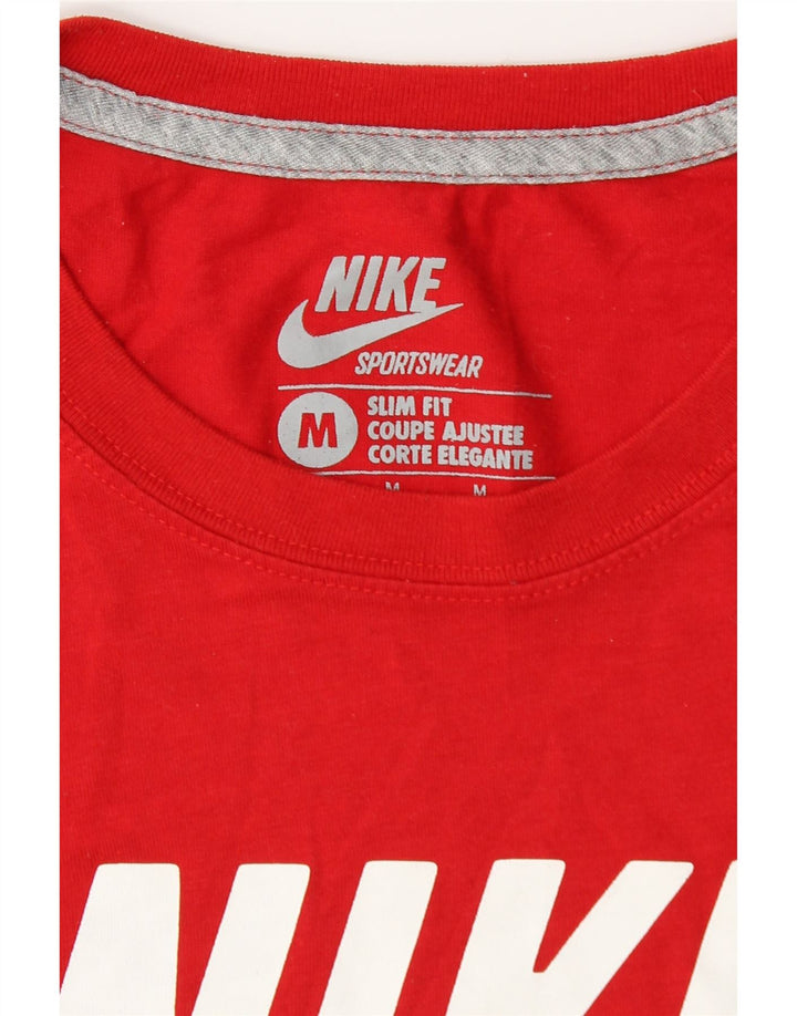 Nike Herre Slim Fit Grafisk T-shirt Top Medium Rød