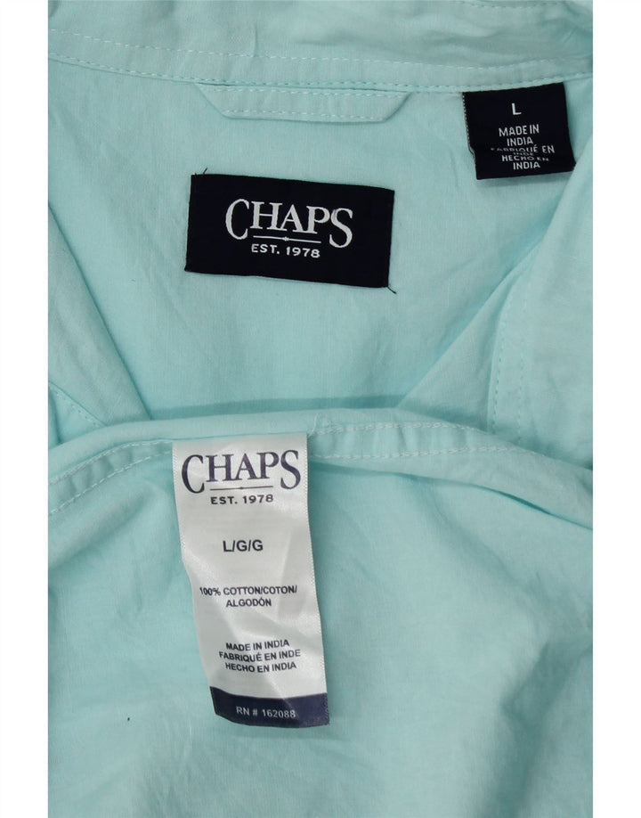CHAPS Mens Short Sleeve Shirt Large Blue Cotton Vintage Chaps and Second-Hand Chaps from Messina Hembry 
