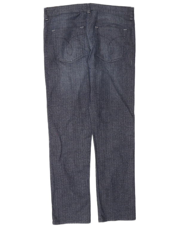 Calvin Klein Mens Regular Casual Trousers W34 L31 Navy Blue Herringbone