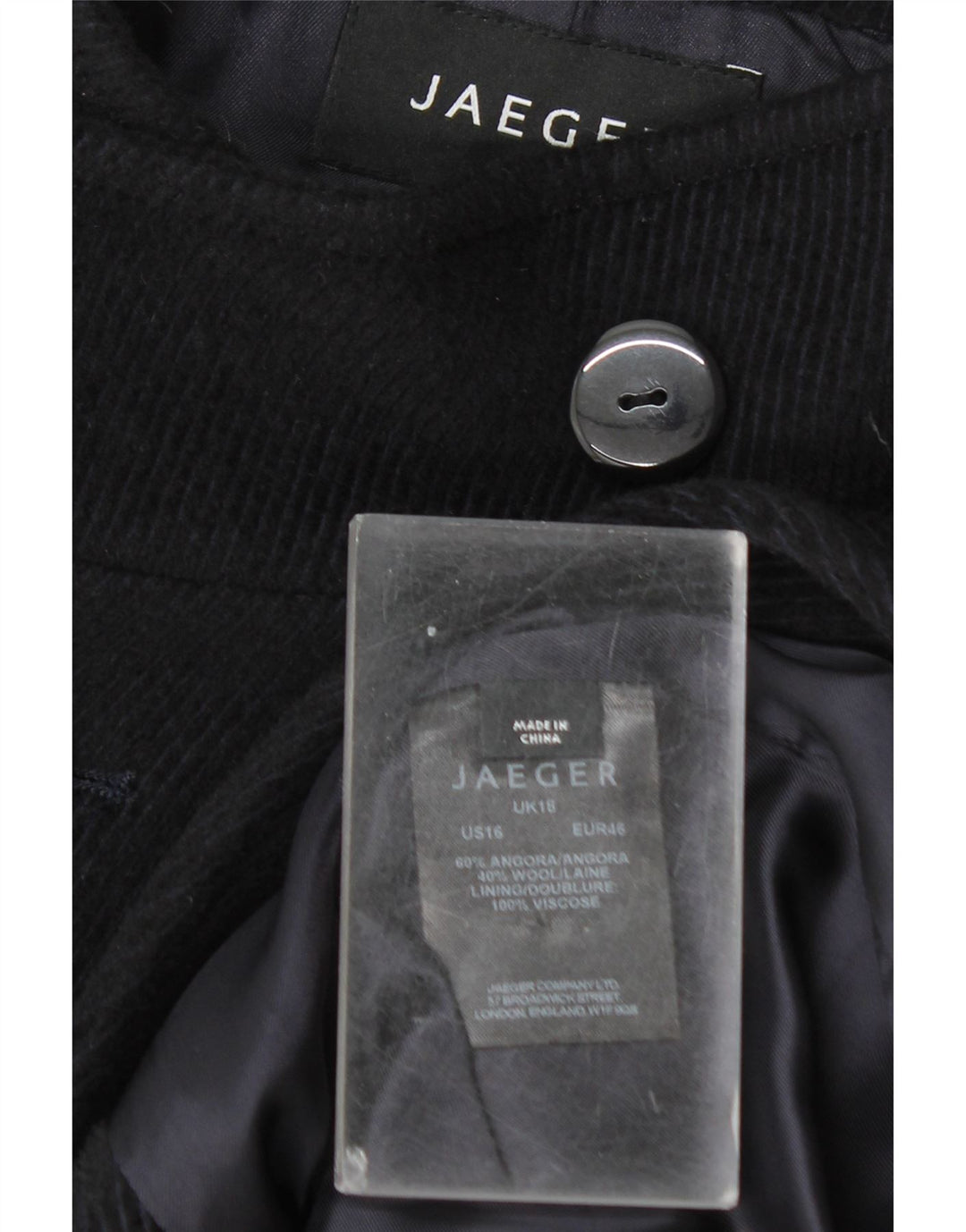 Jaeger Womens Pea Coat UK 18 XL Navy Blue Angora