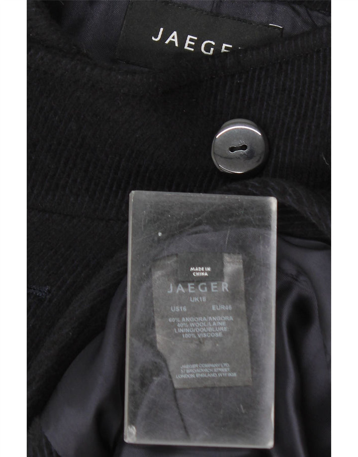 Jaeger Womens Pea Coat UK 18 XL Navy Blue Angora