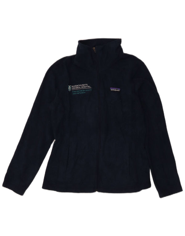 Patagonia Dame grafisk fleecejakke UK 10 Small Navy Blue Polyester