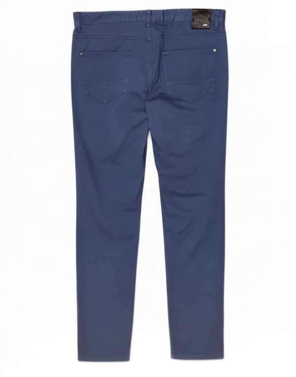 Zara Mens Skinny Casual Trousers EU 46 XL W36 L30 Blue Cotton