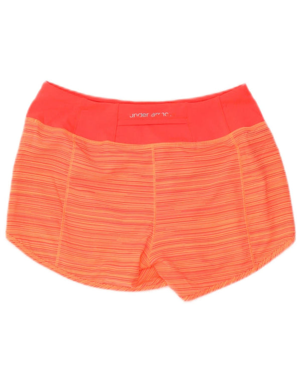 Under Armour Dame Heat Gear Sports Shorts UK 10 Small Orange Stribet