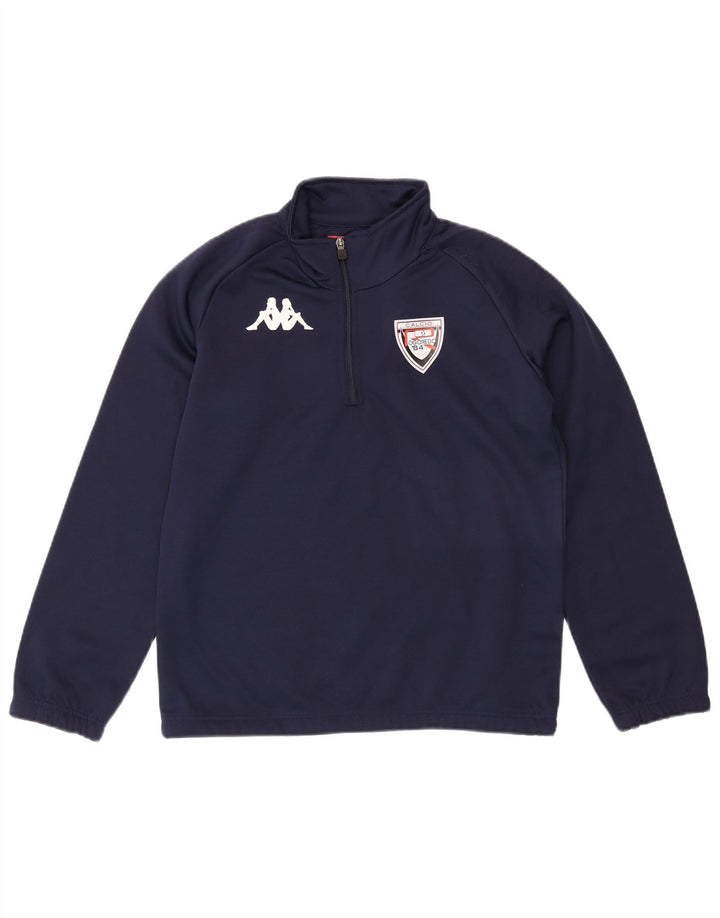 KAPPA Boys Zip Neck Pullover Tracksuit Top 13-14 Years Navy Blue Polyester