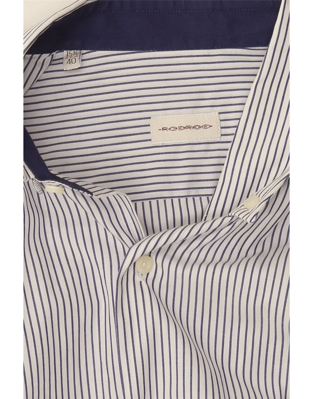 RODRIGO Mens Shirt Size 15 40 Medium White Pinstripe Cotton Vintage Rodrigo and Second-Hand Rodrigo from Messina Hembry 