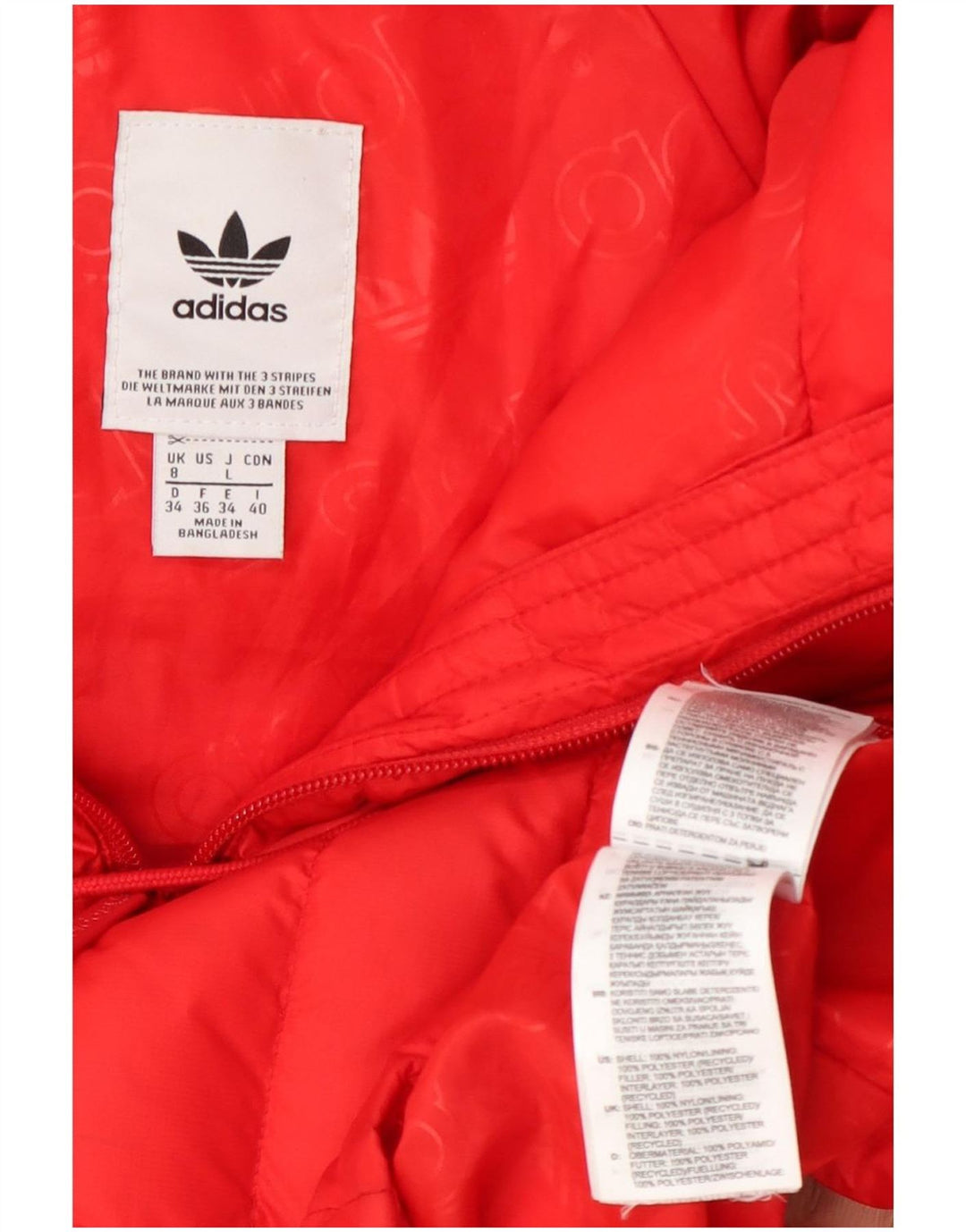 Adidas, polstret hættejakke til kvinder, UK 8 Small Orange Nylon
