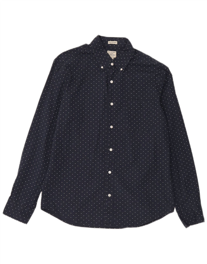 J. Crew Herre Slim Fit skjorte Medium Marineblå Polka Dot Bomuld