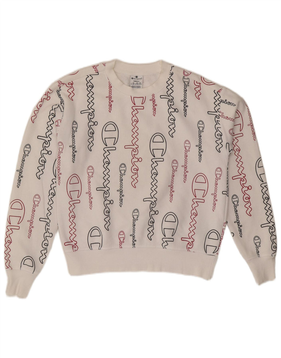 CHAMPION Dame Grafisk Oversized Sweatshirt Jumper UK 10 Small White