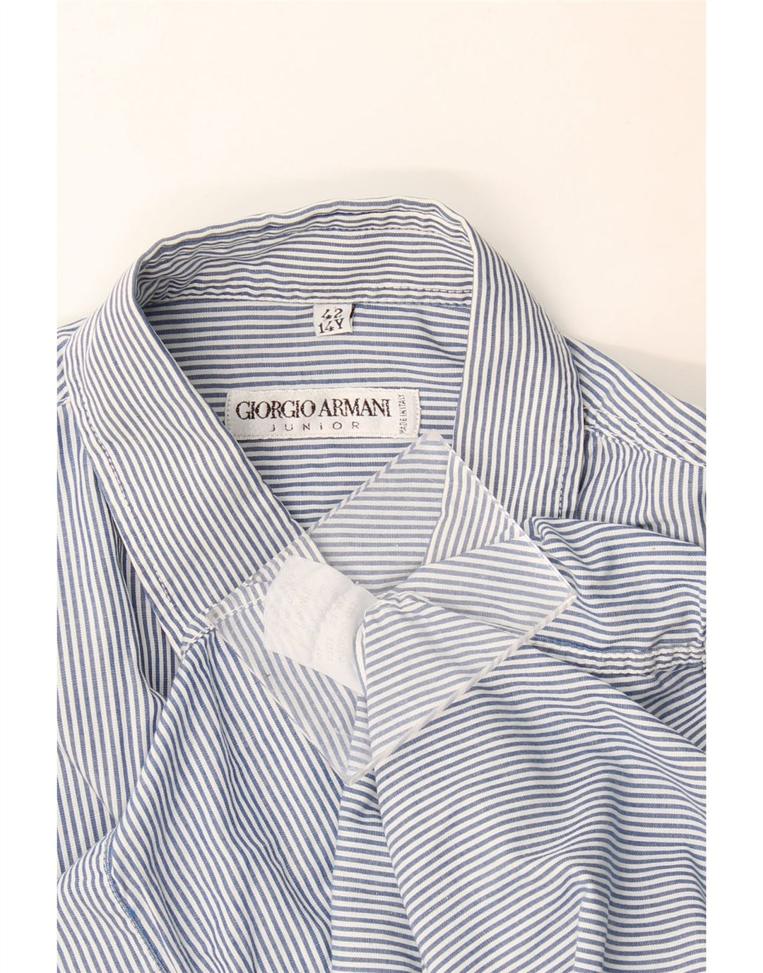 Giorgio Armani drengeskjorte 13-14 år blå nålestribet