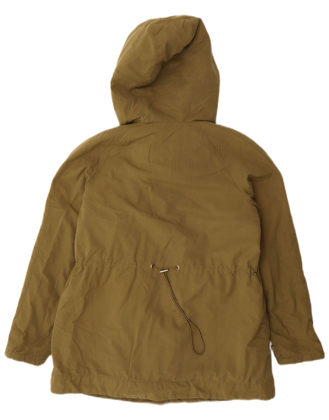 Zara Dame Hooded Parka Jacket UK 6 XS Khaki Polyester