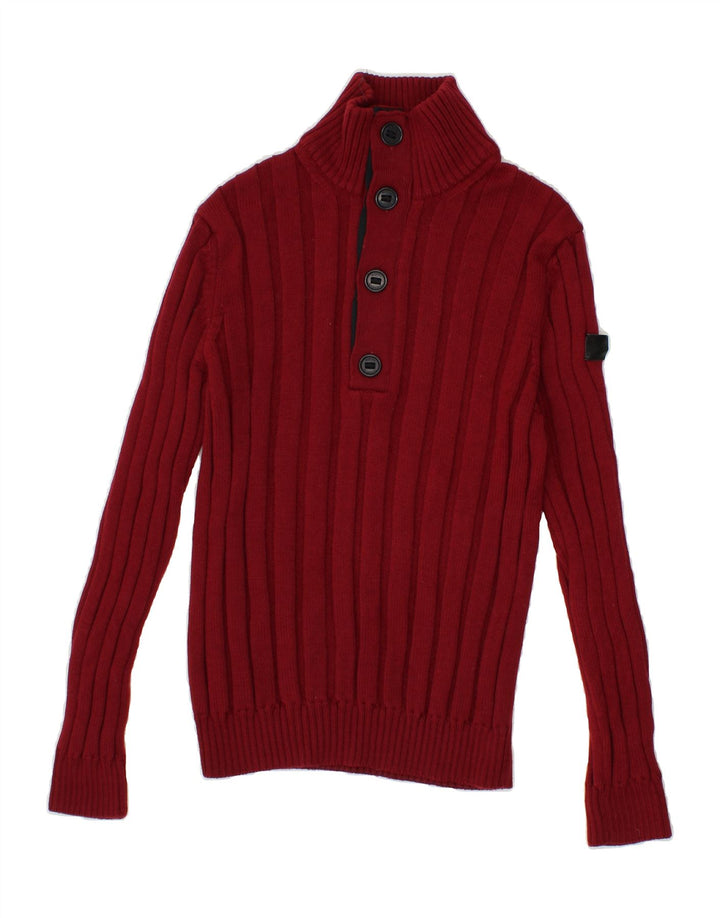 MARINA YACHTING Womens Button Neck Jumper Sweater UK 14 Large Red Vintage Marina Yachting and Second-Hand Marina Yachting from Messina Hembry 