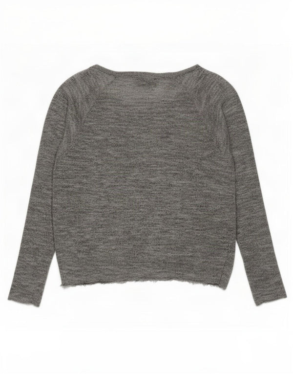 Topshop Dame Oversized Boat Neck Jumper Sweater UK 12 Medium Grey Flecked