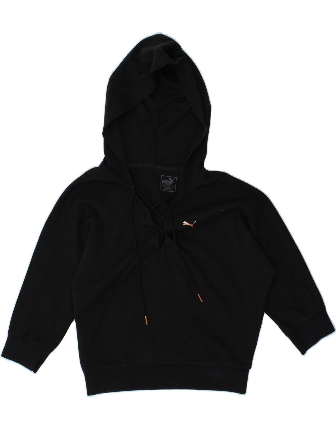 PUMA Womens Crop Hoodie Jumper UK 10 Small  Black Vintage Puma and Second-Hand Puma from Messina Hembry 