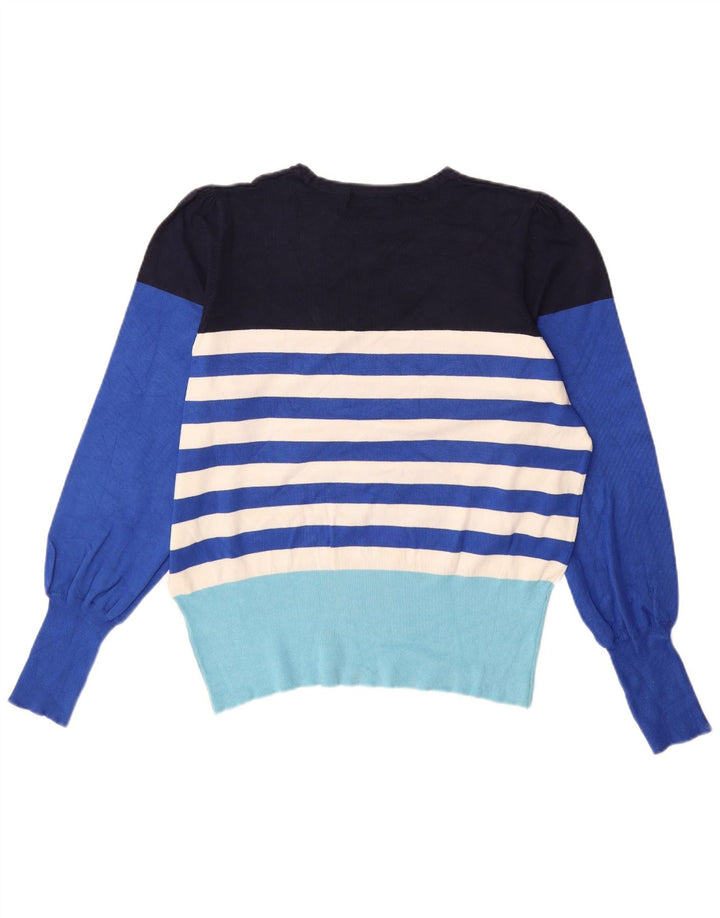 MARKS & SPENCER Dame Boat Neck Jumper Sweater UK 16 Stor blå stribet