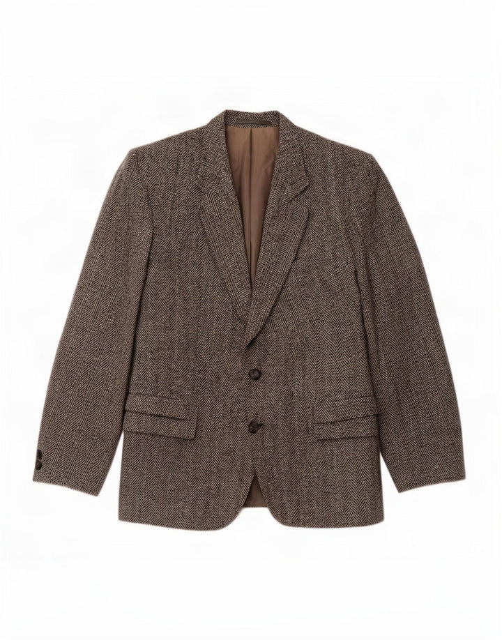 Harris Tweed Herre 2-knaps blazerjakke UK 40 Stor grå sildebensuld