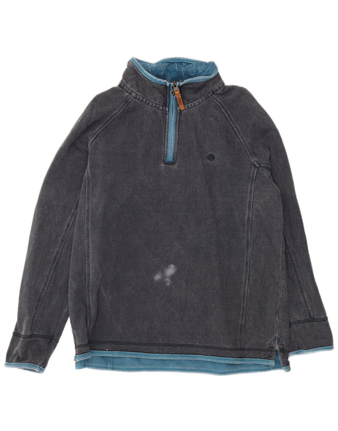 Fat Face Herre Zip Neck Sweatshirt Jumper Large Navy Blue Bomuld