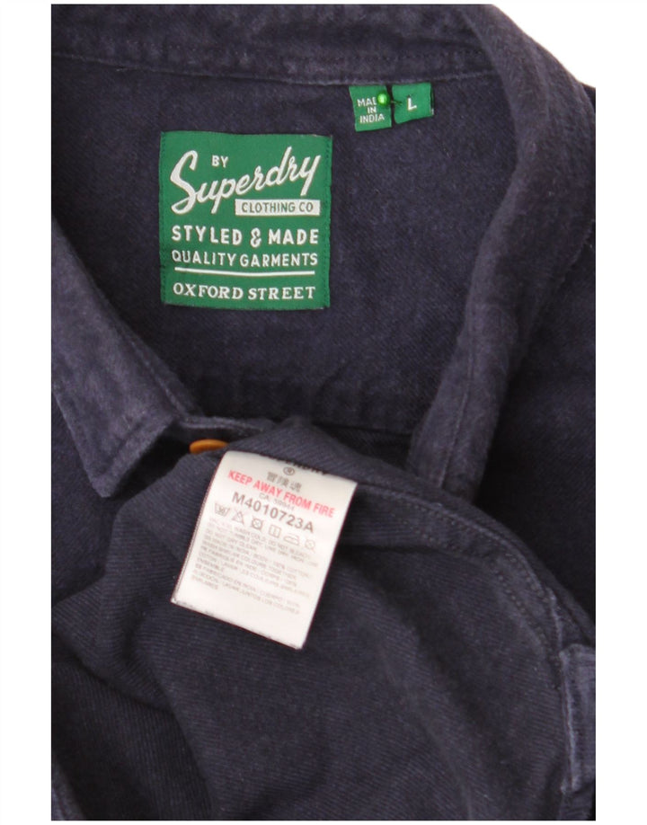 SUPERDRY Flanellskjorte til mænd Stor marineblå bomuld