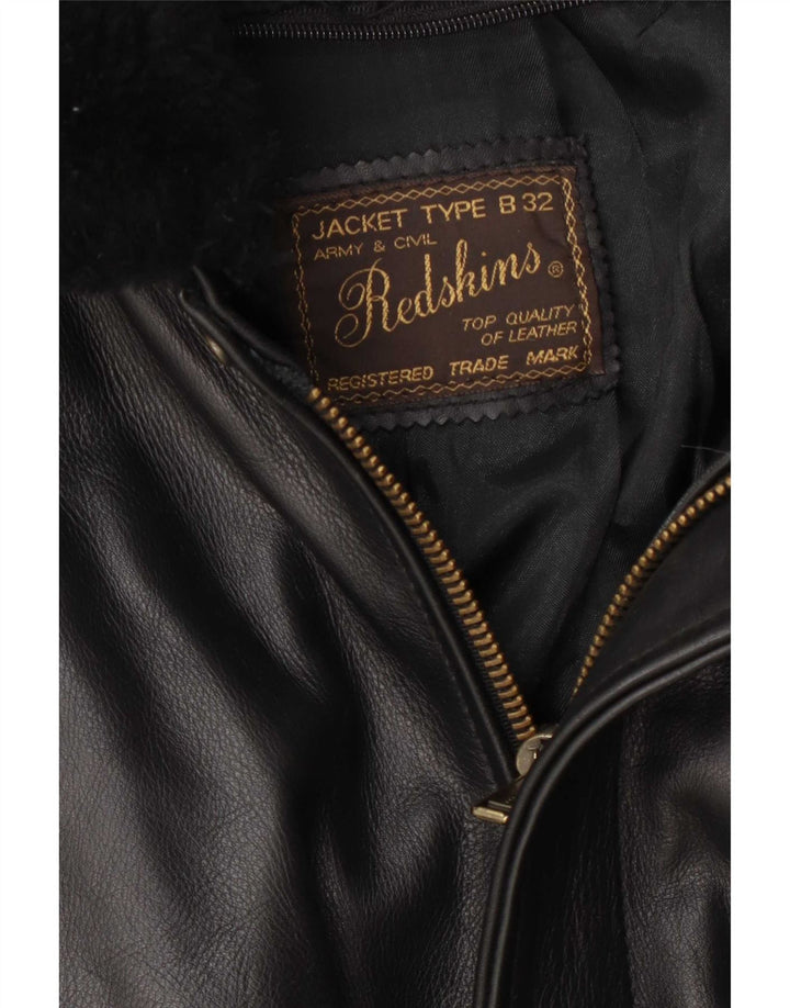 Redskins Herre Military Læderjakke UK 36 Small Black