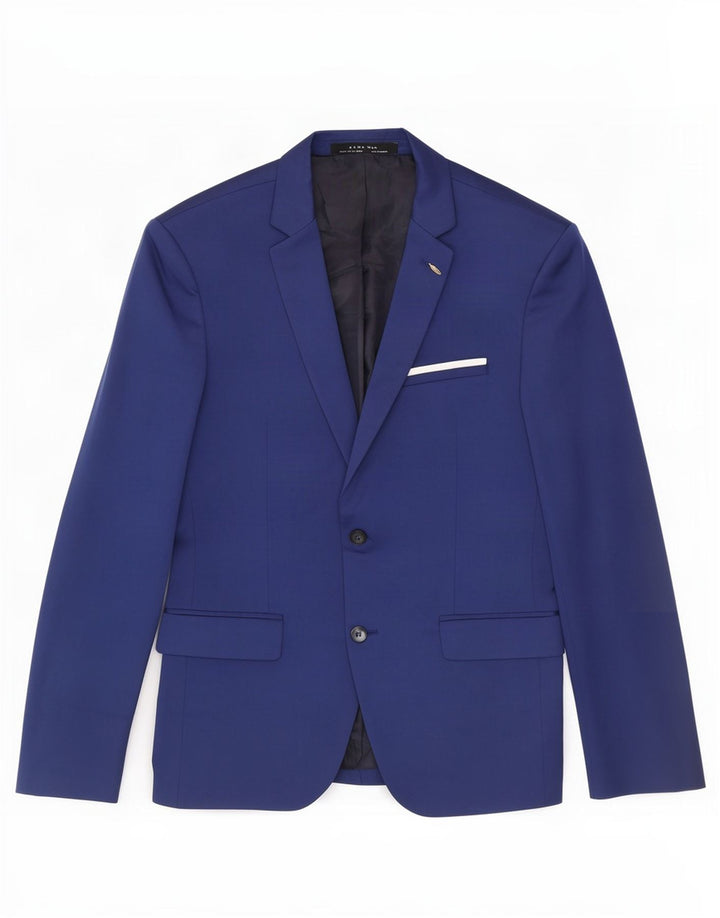 Zara Herre 2-knaps blazerjakke EU 52 Large Blue