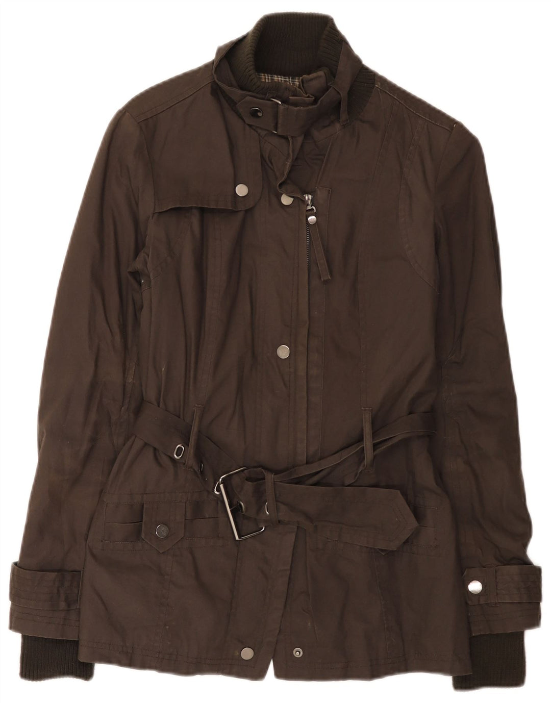 Zara Womens Utility Jacket UK 10 Small Brown Bomuld