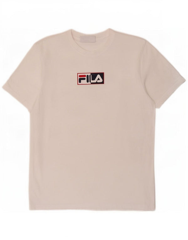Fila Herre Grafisk T-Shirt Top Medium Hvid Bomuld