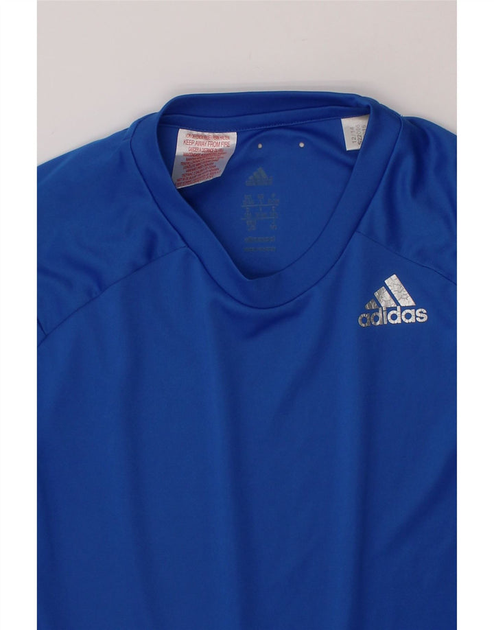 ADIDAS Boys Climacool T-Shirt Top 13-14 Years Blue Polyester Vintage Adidas and Second-Hand Adidas from Messina Hembry 