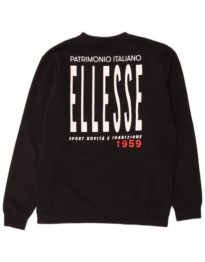 Ellesse Herre Grafisk Sweatshirt Jumper Medium Sort Bomuld