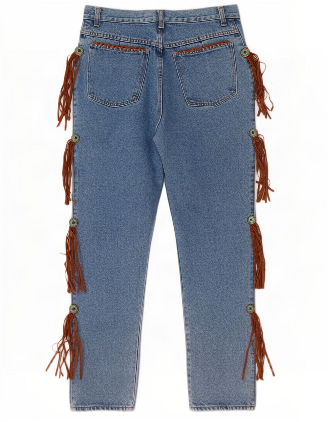 Ermanno Daelli Dame Western High Waist Jeans IT 46 Large W30 L30 Blue