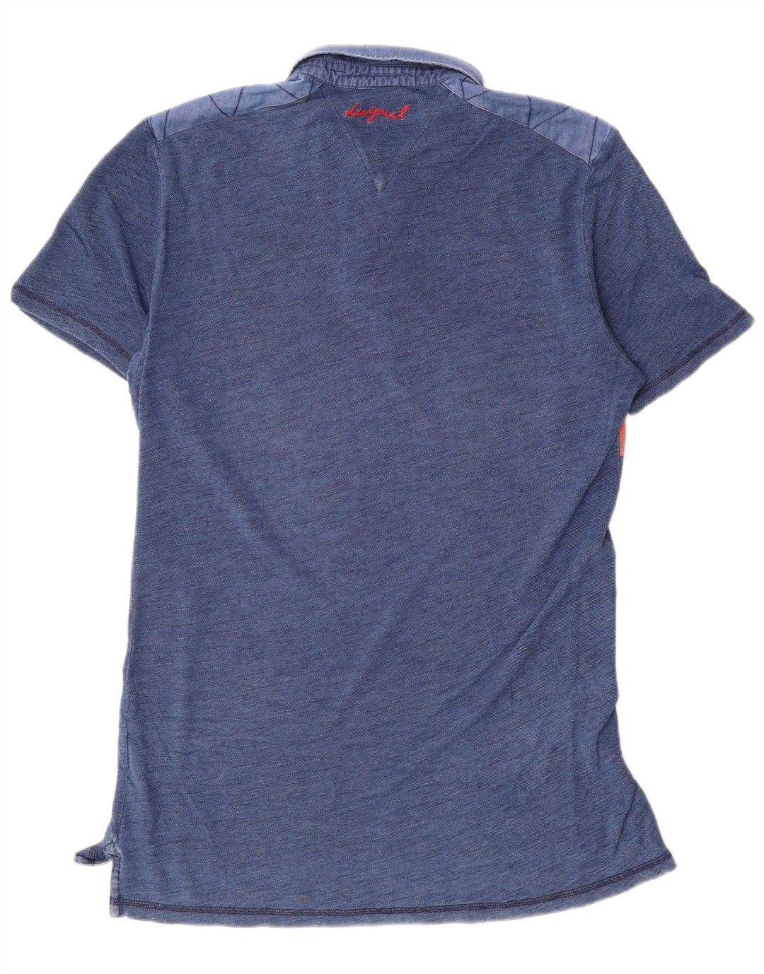 Desigual grafisk poloshirt til mænd, stor blå farveblok