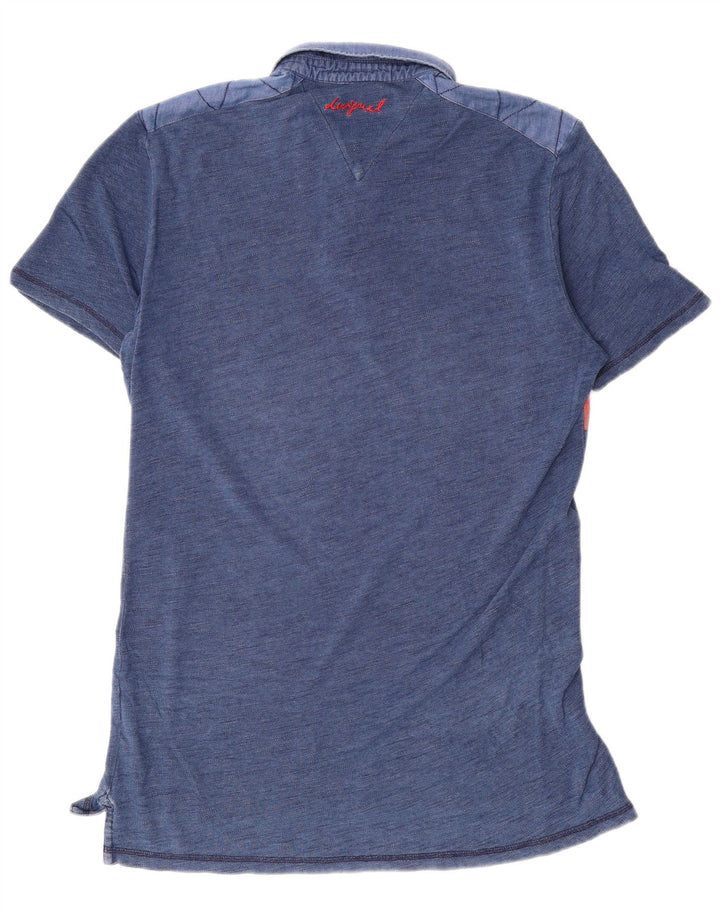 Desigual grafisk poloshirt til mænd, stor blå farveblok