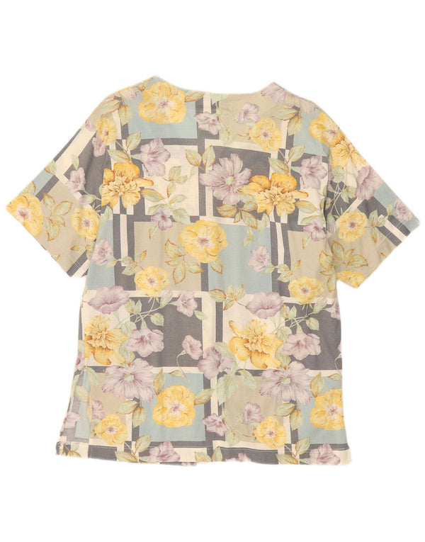 Vintage Dame Kortærmet Skjorte Bluse IT 46 Large Multicolored Floral