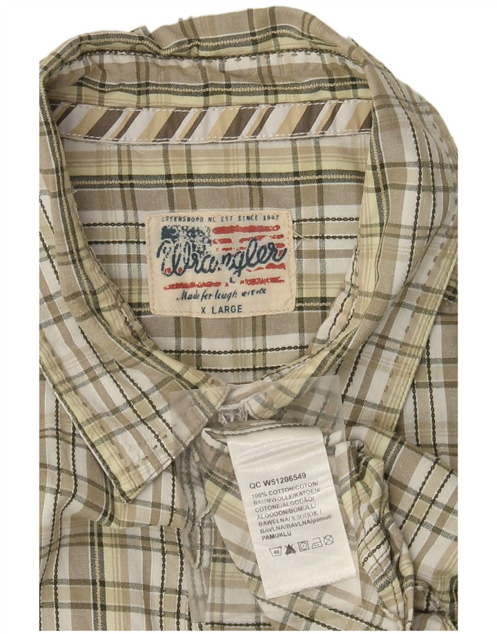 Wrangler kortærmet herreskjorte XL Beige ternet bomuld