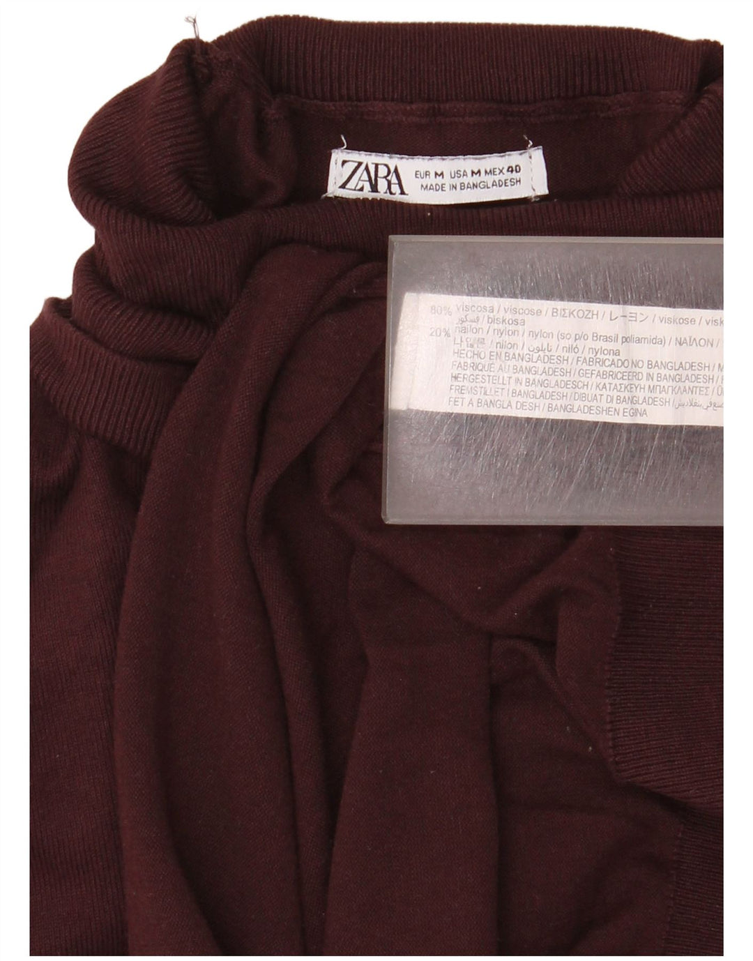 Zara Herre rullehals sweater Medium Burgundy Viscose