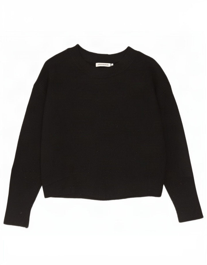 Zara Dame Oversized Boat Neck Jumper Sweater UK 10 Small Black