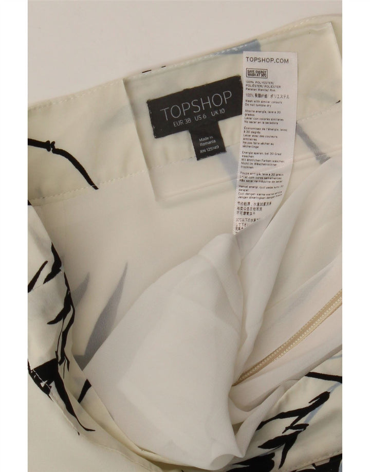 Topshop Dame Maxi Nederdel UK 10 Small W28 White Floral Polyester