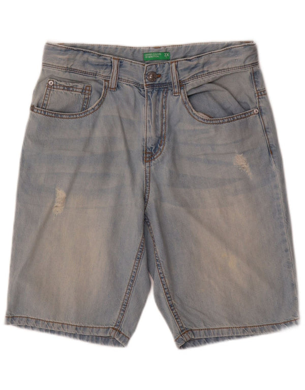 Benetton Boys Denim Shorts 11-12 år 2XL W28 Blå Bomuld