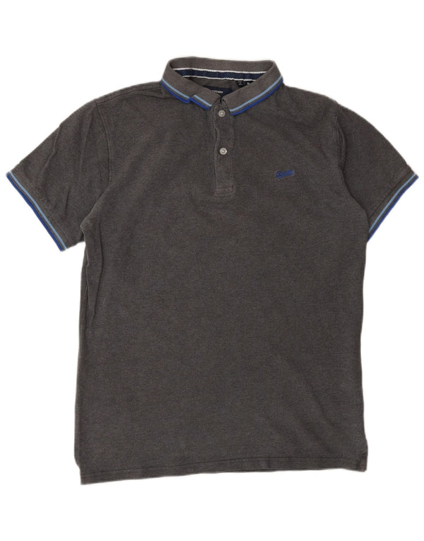 Superdry Mens Polo Shirt Medium Grey Cotton