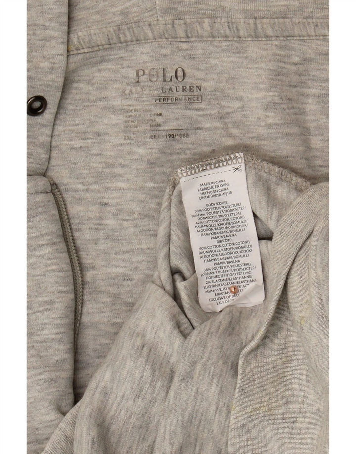 POLO RALPH LAUREN Mens Zip Hoodie Sweater 2XL Grey Polyester Vintage Polo Ralph Lauren and Second-Hand Polo Ralph Lauren from Messina Hembry 